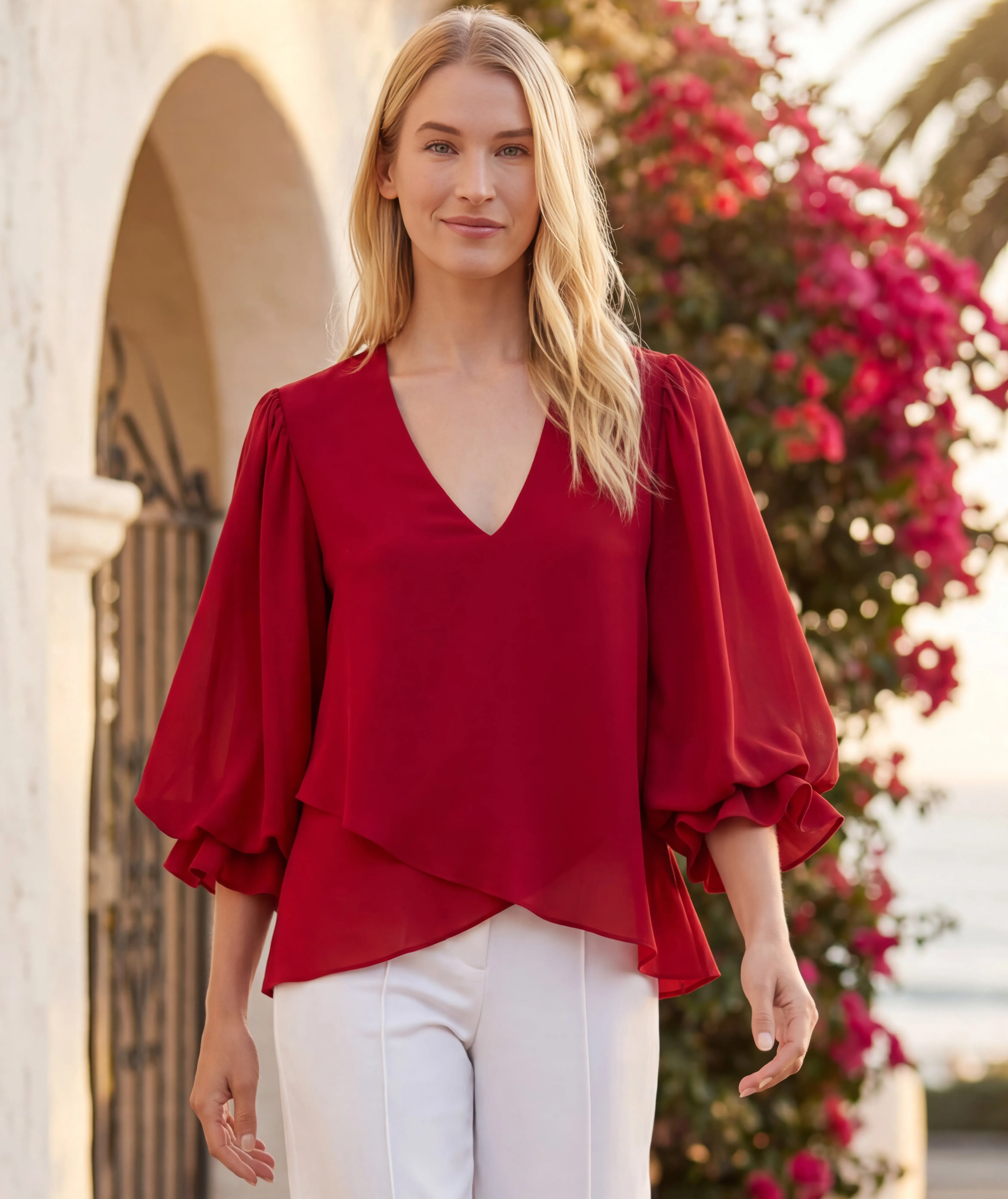 Layered Sleeve Asymmetric Top sold by Karen Kane product image thumbnail 5