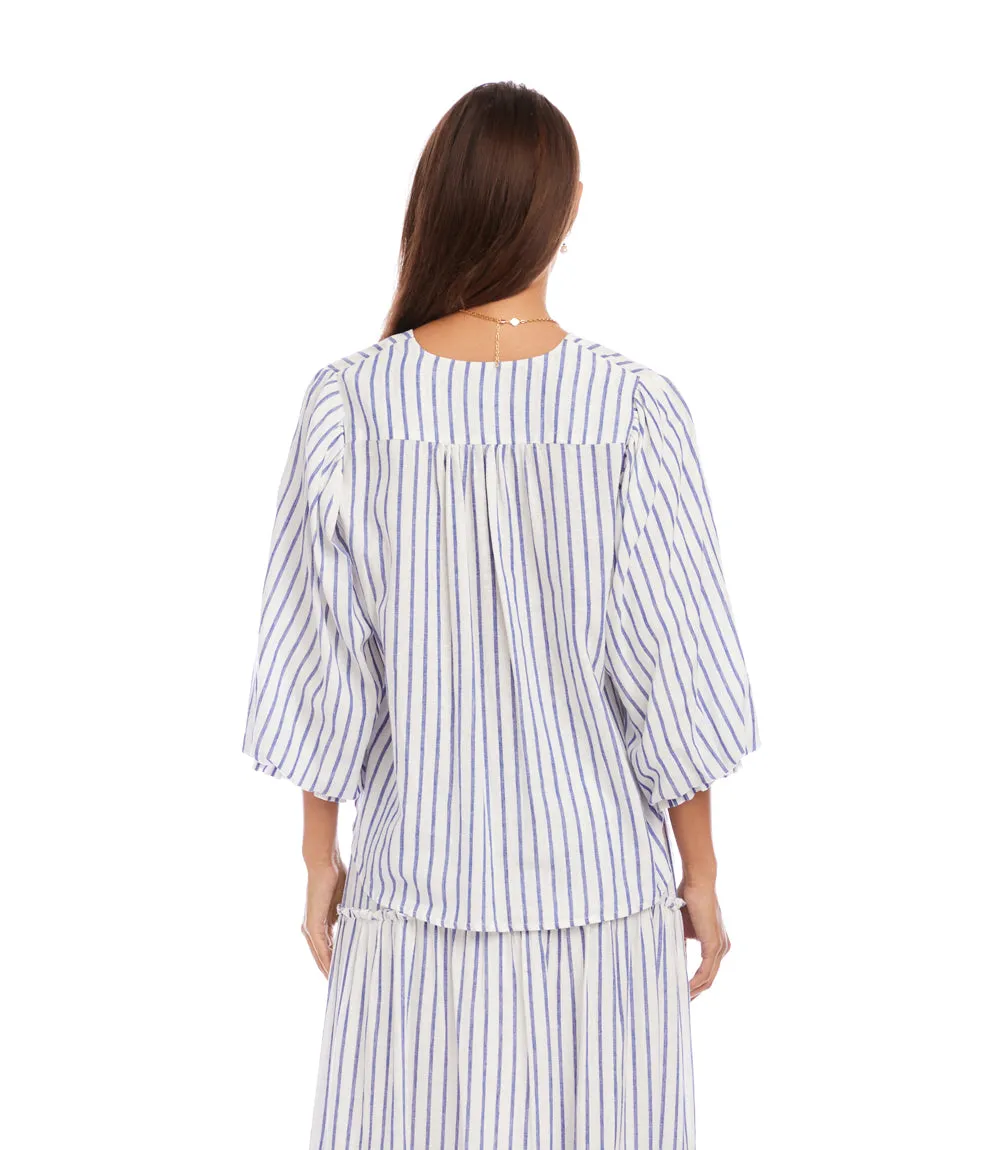 Stripe Layered Sleeve Shirred Blouse sold by Karen Kane product image thumbnail 5