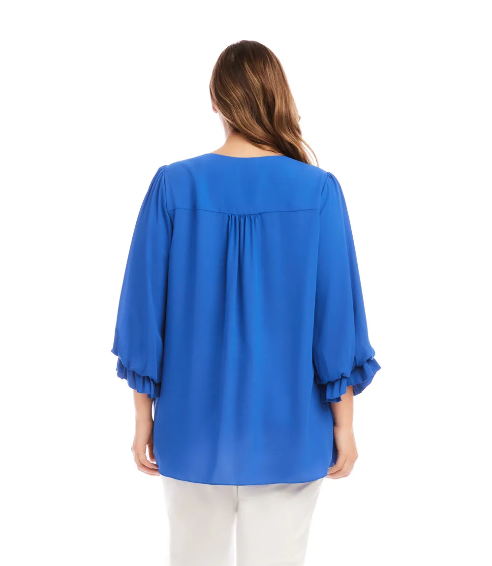 Plus Size Layered Sleeve Asymmetric Top sold by Karen Kane product image thumbnail 4