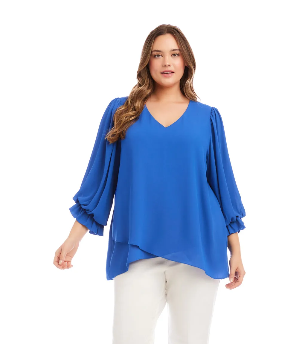 Plus Size Layered Sleeve Asymmetric Top sold by Karen Kane product image thumbnail 2