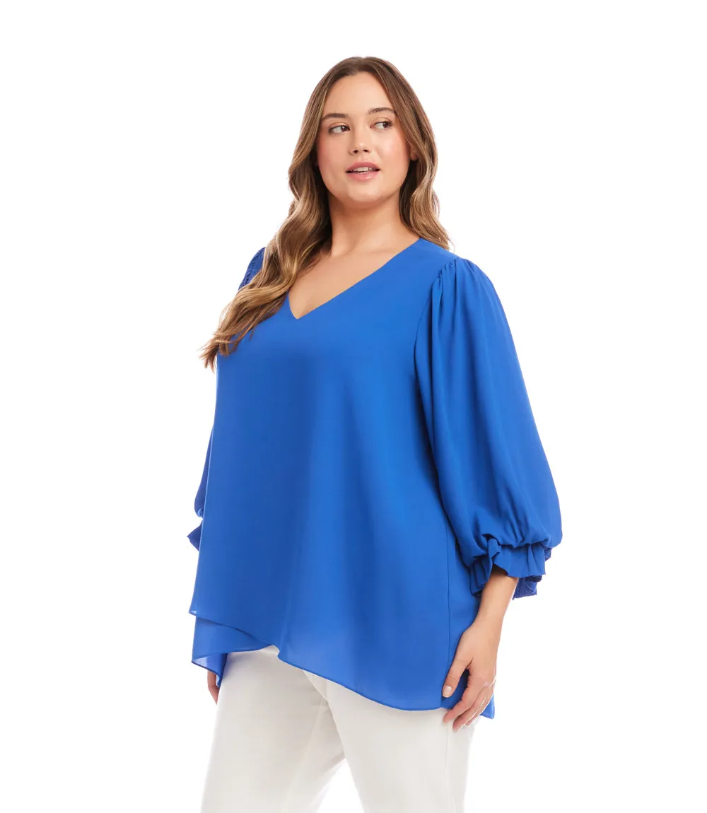 Plus Size Layered Sleeve Asymmetric Top sold by Karen Kane product image thumbnail 3