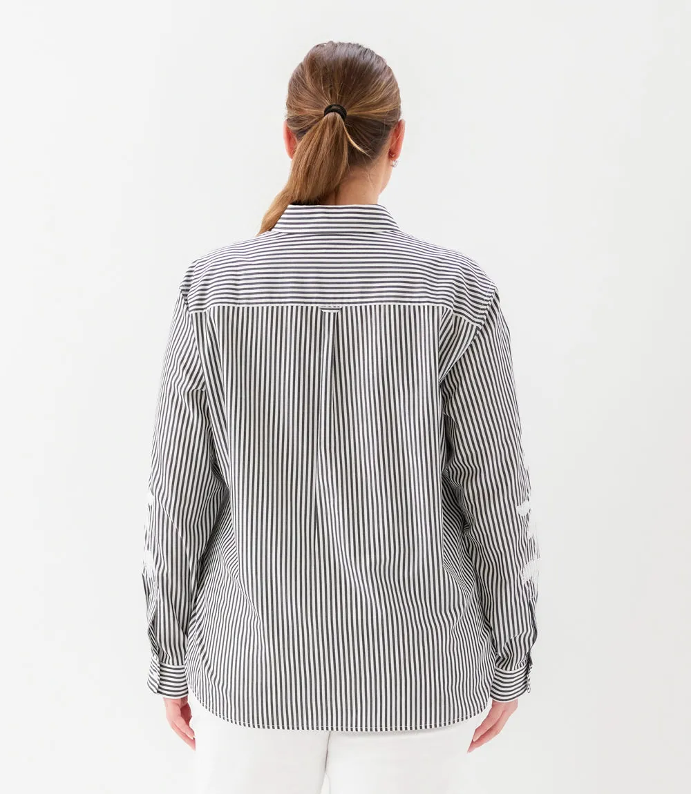 Plus Size Long Sleeve Stripe Embroidered Shirt sold by Karen Kane product image thumbnail 4