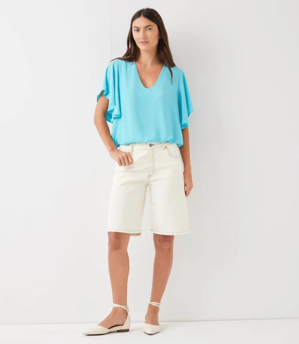 Petite Size Flutter Sleeve V-Neck Top sold by Karen Kane product image thumbnail 2