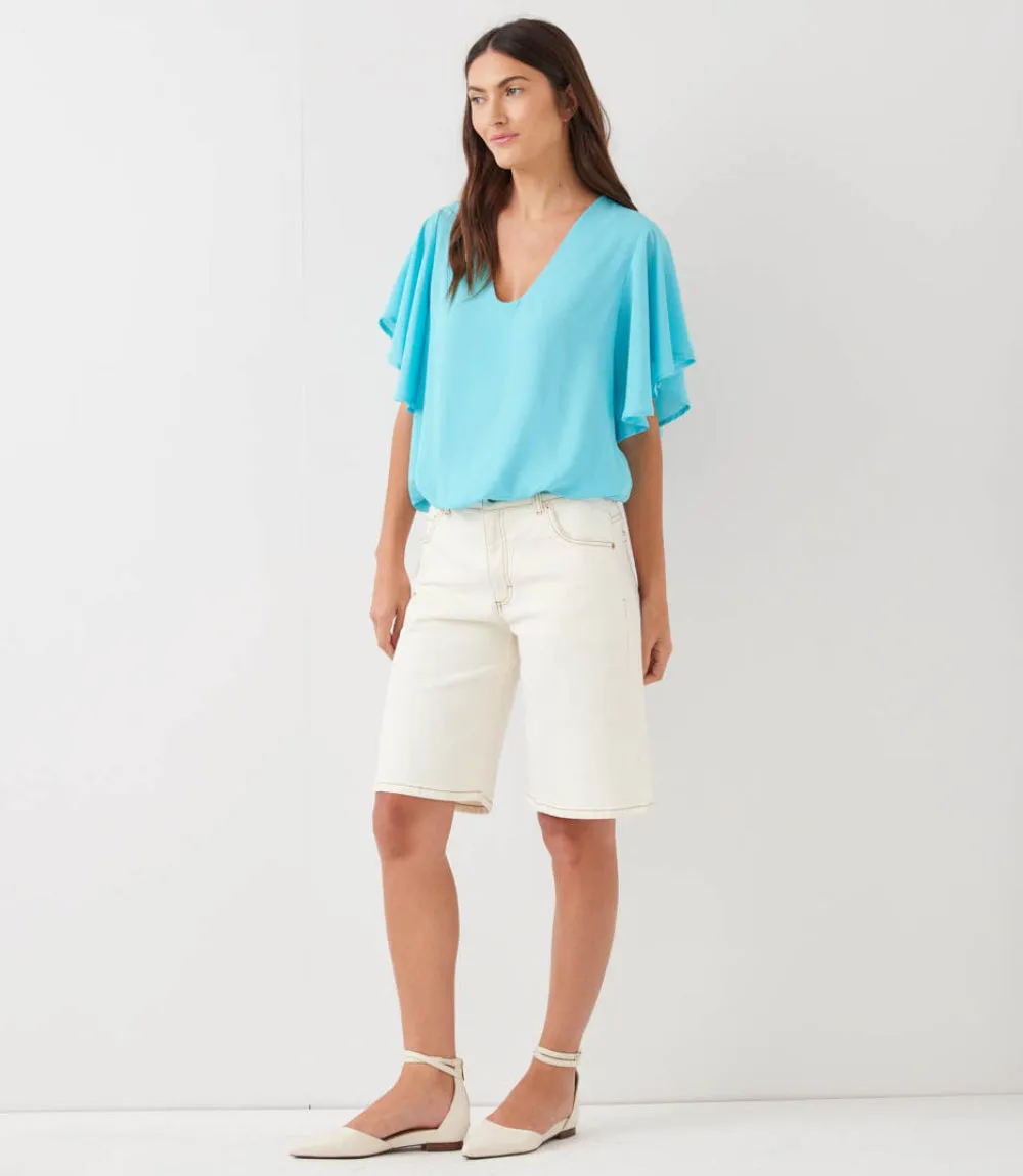 Petite Size Flutter Sleeve V-Neck Top sold by Karen Kane product image thumbnail 4