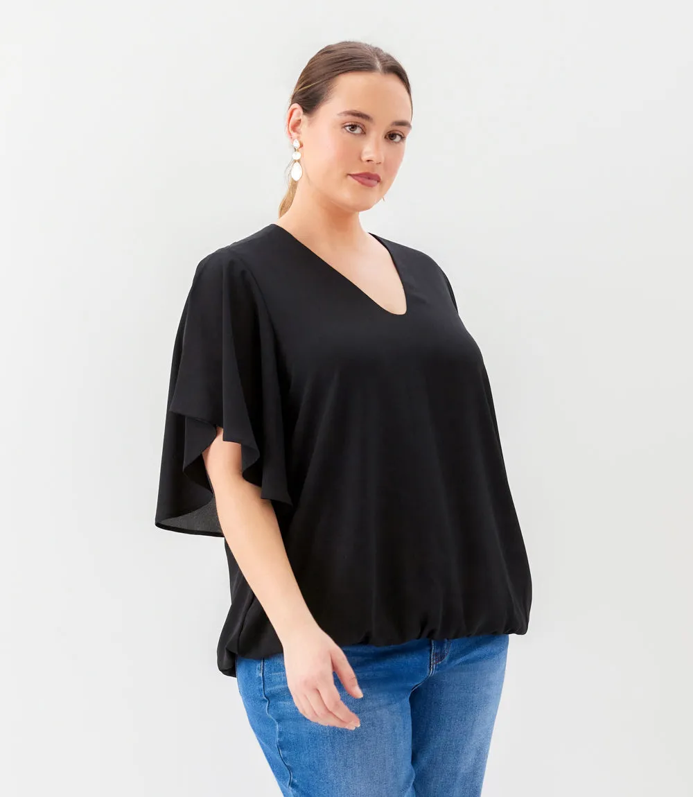 Plus Size Flutter Sleeve V-Neck Top sold by Karen Kane product image thumbnail 2