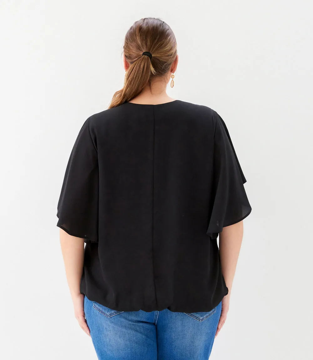 Plus Size Flutter Sleeve V-Neck Top sold by Karen Kane product image thumbnail 3
