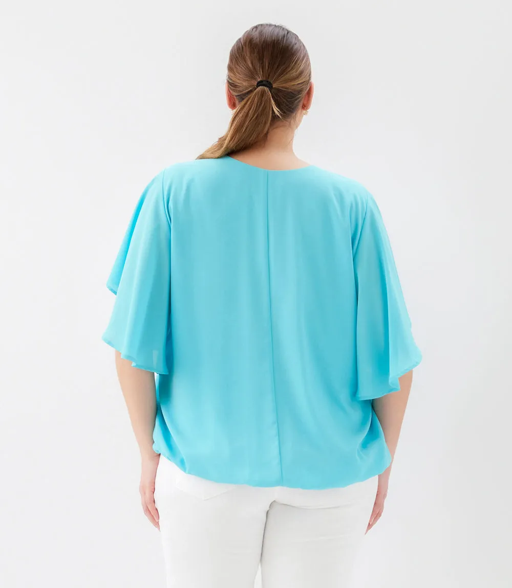 Plus Size Flutter Sleeve V-Neck Top sold by Karen Kane product image thumbnail 3