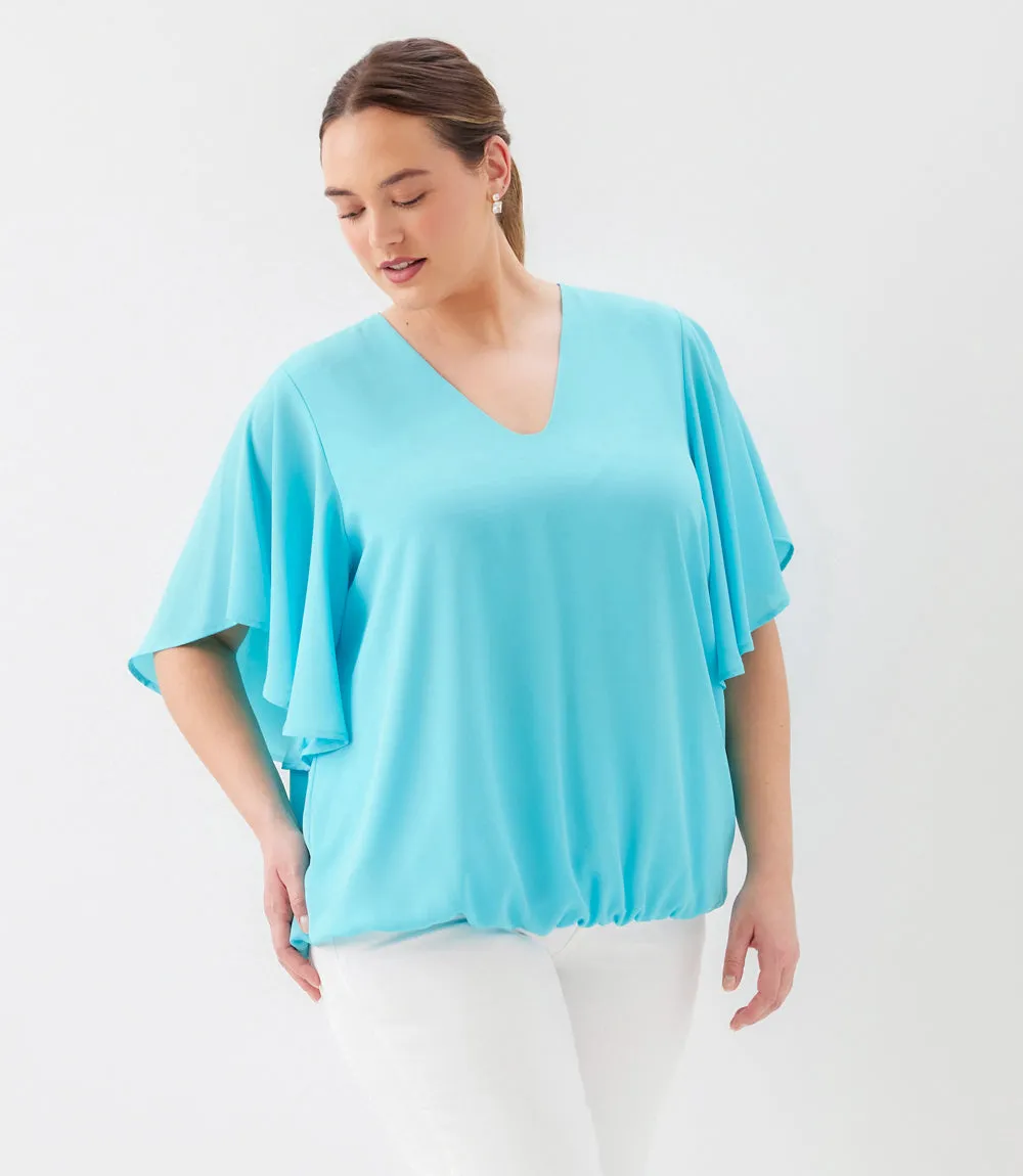 Plus Size Flutter Sleeve V-Neck Top sold by Karen Kane product image thumbnail 2