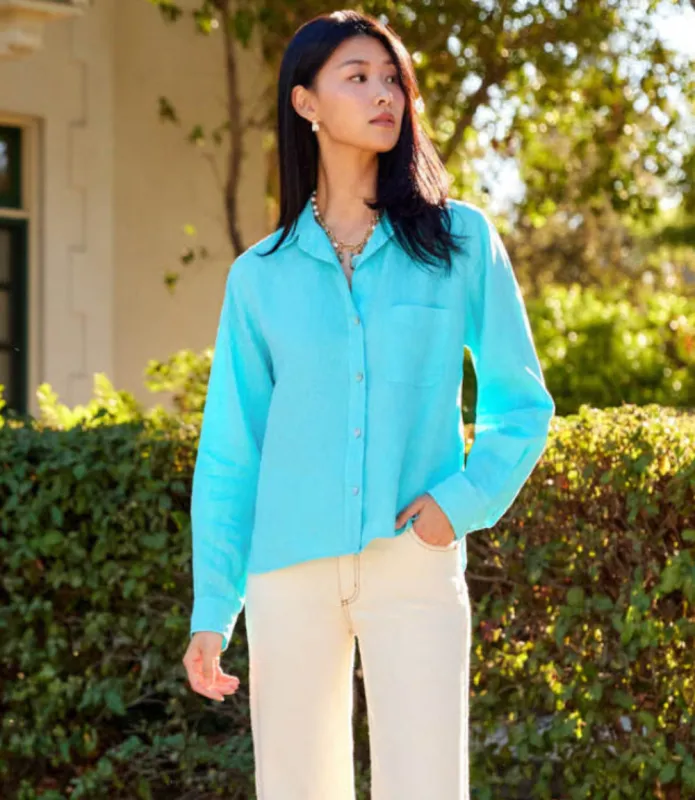 Long Sleeve Linen Button-Up Shirt made by Karen Kane