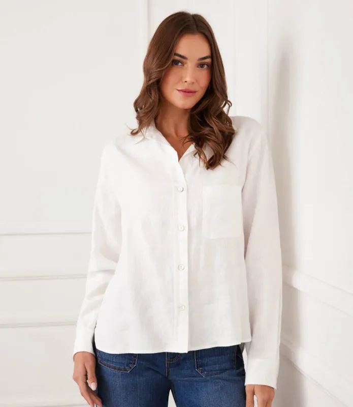 Long Sleeve Linen Button-Up Shirt made by Karen Kane