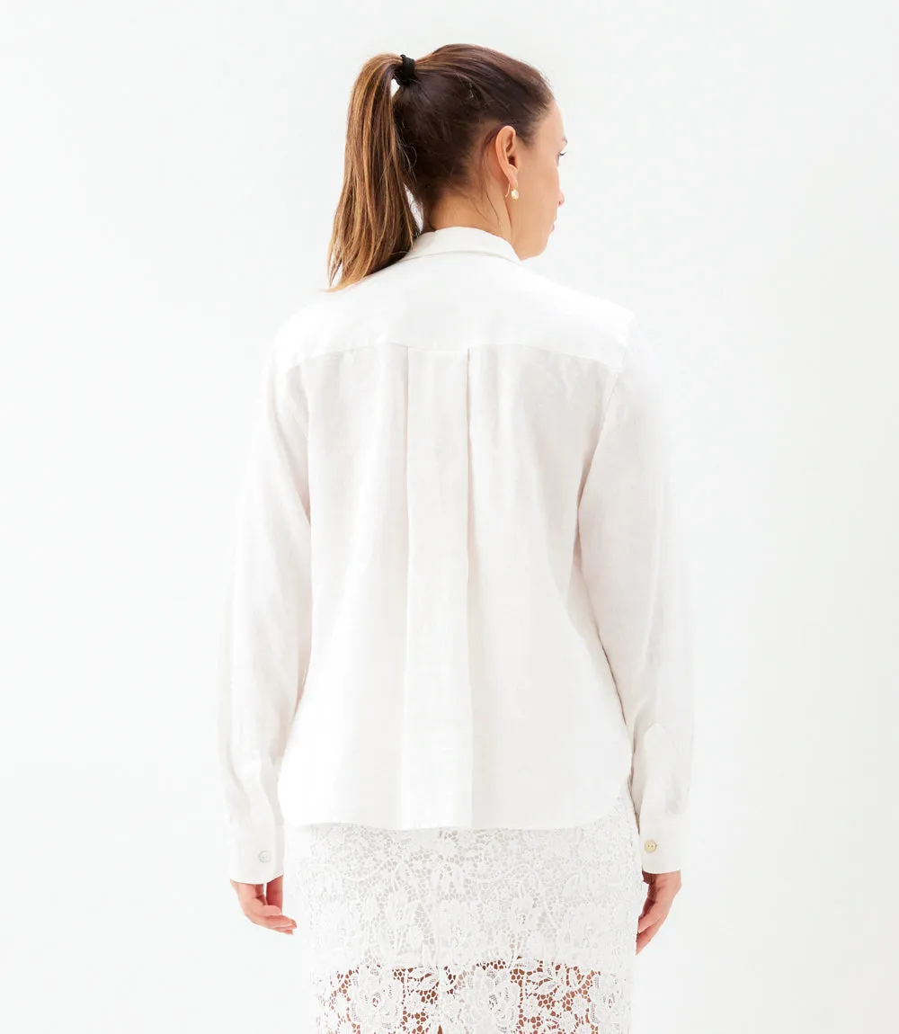 Long Sleeve Linen Button-Up Shirt sold by Karen Kane product image thumbnail 4