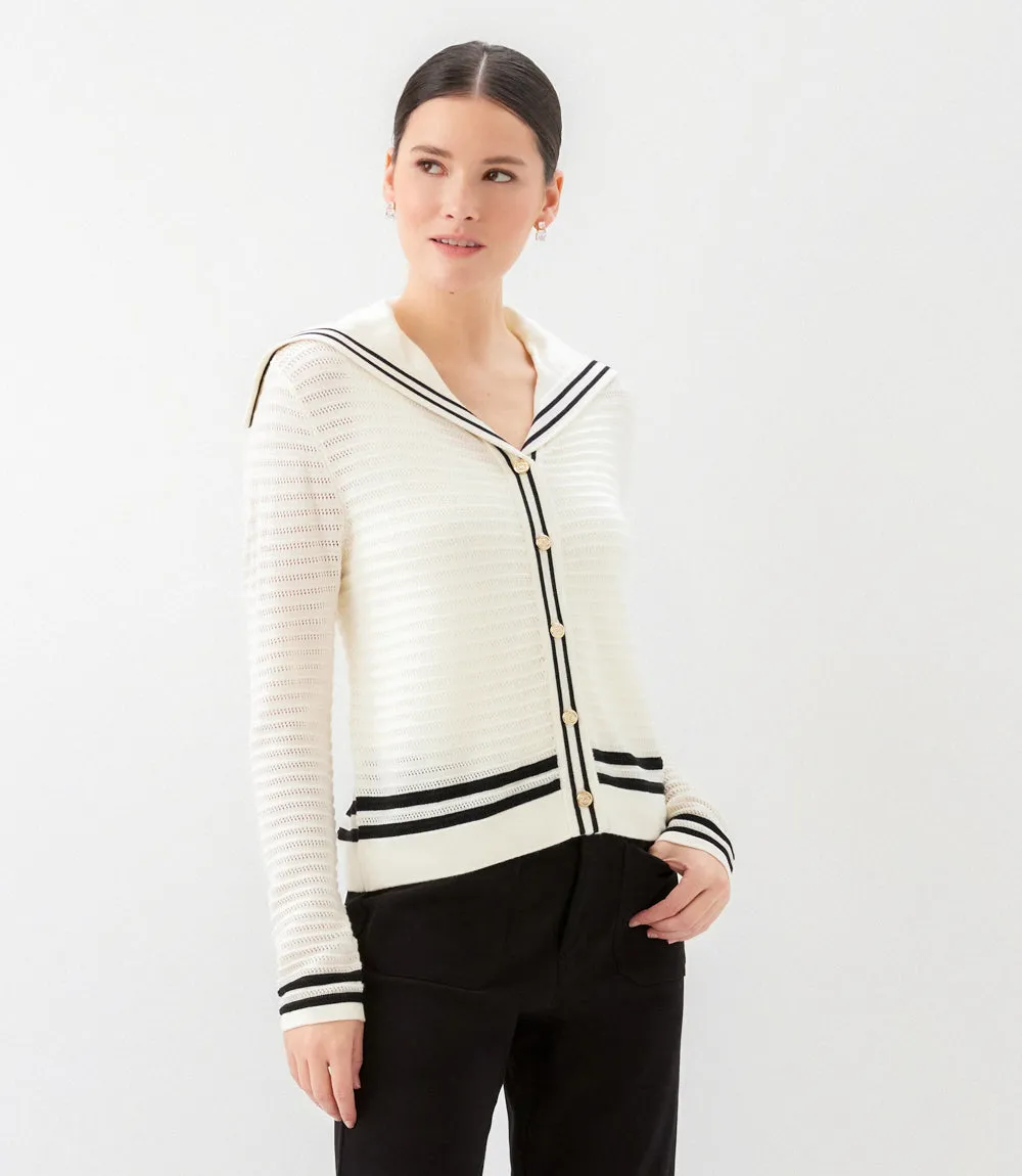 Stripe Sailor Collar Cardigan Sweater sold by Karen Kane product image thumbnail 3