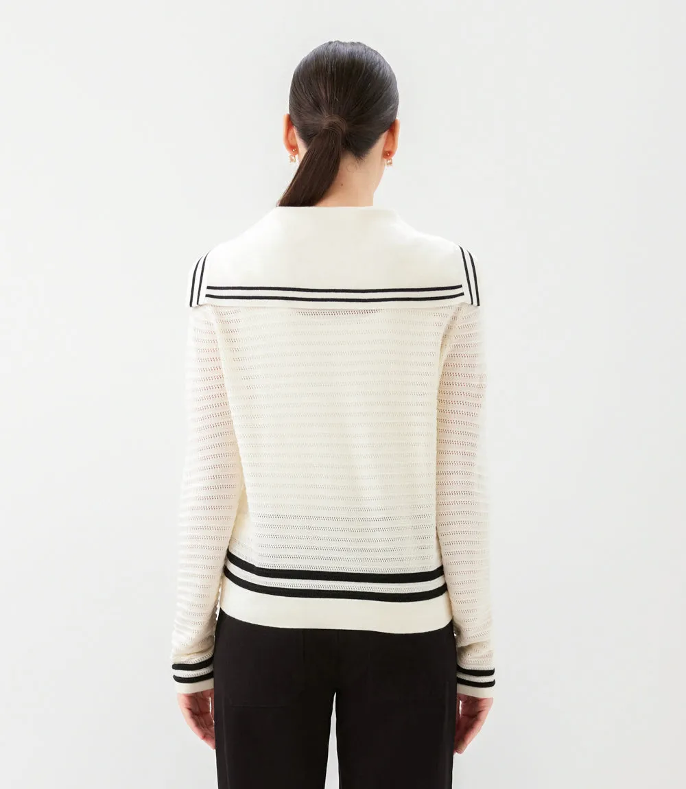 Stripe Sailor Collar Cardigan Sweater sold by Karen Kane product image thumbnail 4