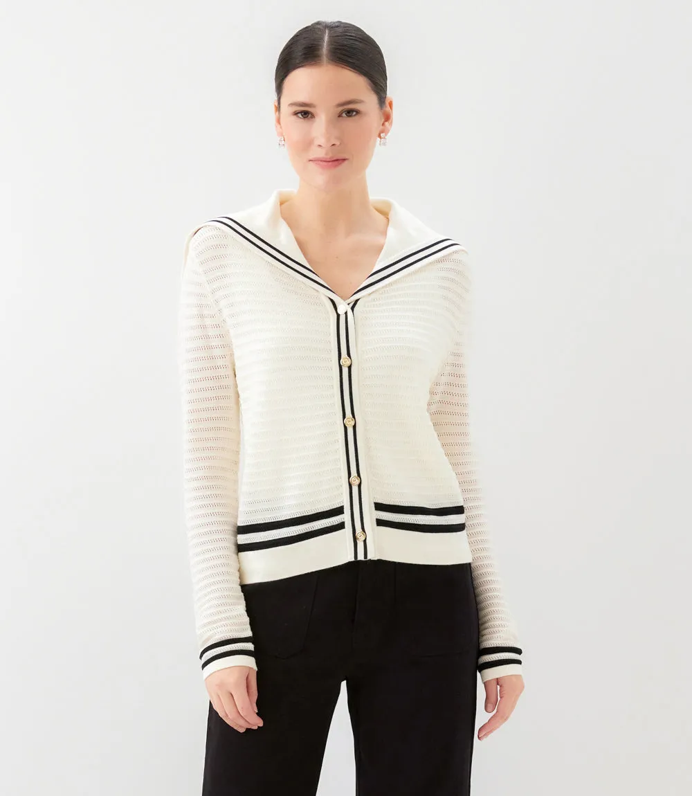Stripe Sailor Collar Cardigan Sweater sold by Karen Kane product image thumbnail 2