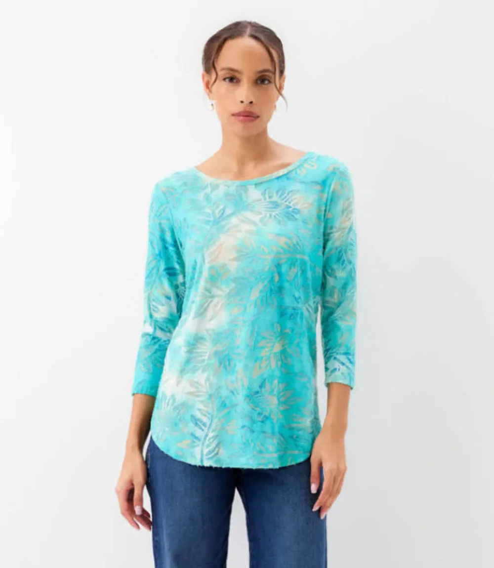 Petite Size 3/4 Sleeve Burnout Shirttail Top sold by Karen Kane