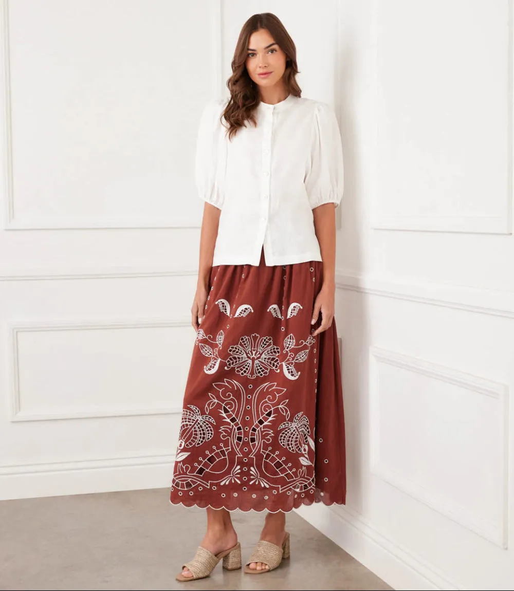 Petite Size Cut-Out Embroidery Midi Skirt sold by Karen Kane product image thumbnail 3