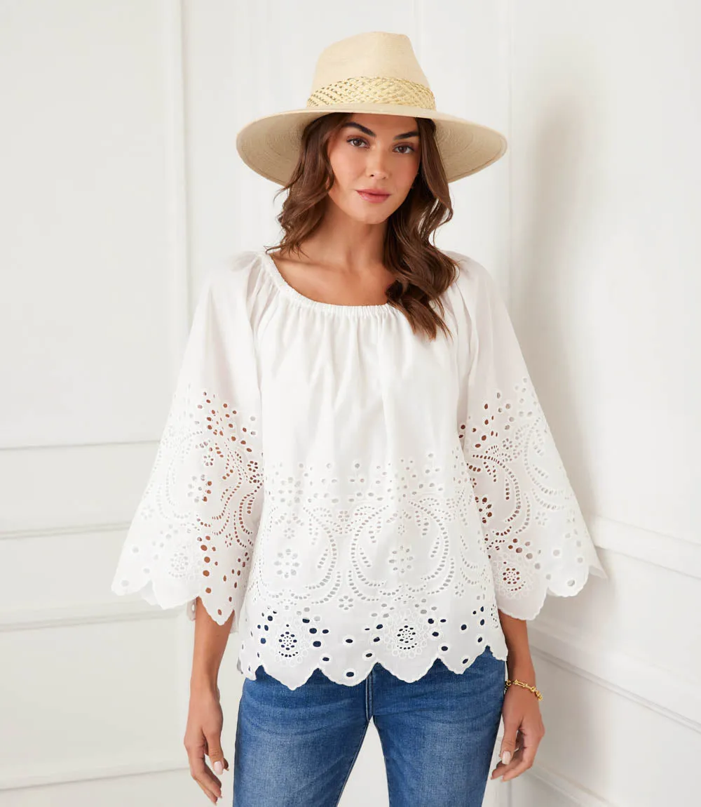 Cut-Out Embroidery Flare Sleeve Peasant Top sold by Karen Kane product image thumbnail 3