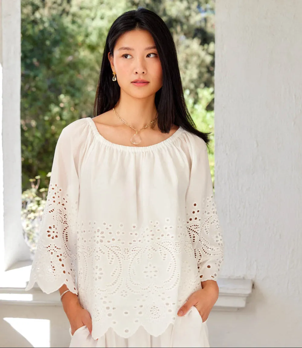 Cut-Out Embroidery Flare Sleeve Peasant Top sold by Karen Kane product image thumbnail 2