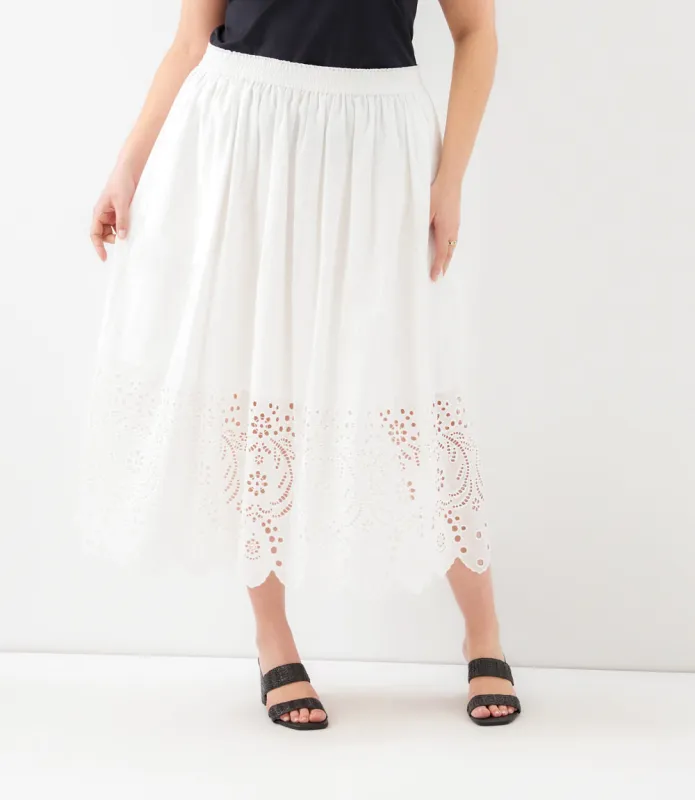 Plus Size Cutout Embroidery Midi Skirt made by Karen Kane