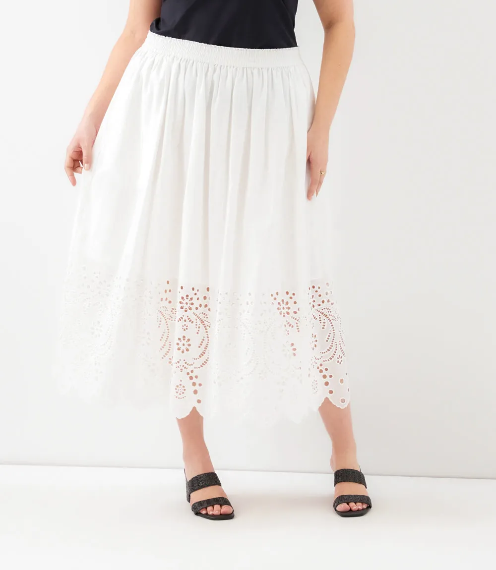 Plus Size Cutout Embroidery Midi Skirt sold by Karen Kane