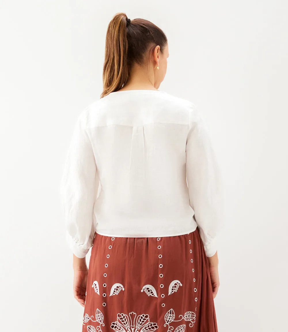 Blouson Sleeve Linen Tie-Front Top sold by Karen Kane product image thumbnail 5