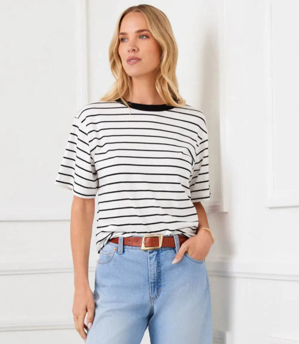 Petite Size Stripe Short Sleeve Top sold by Karen Kane