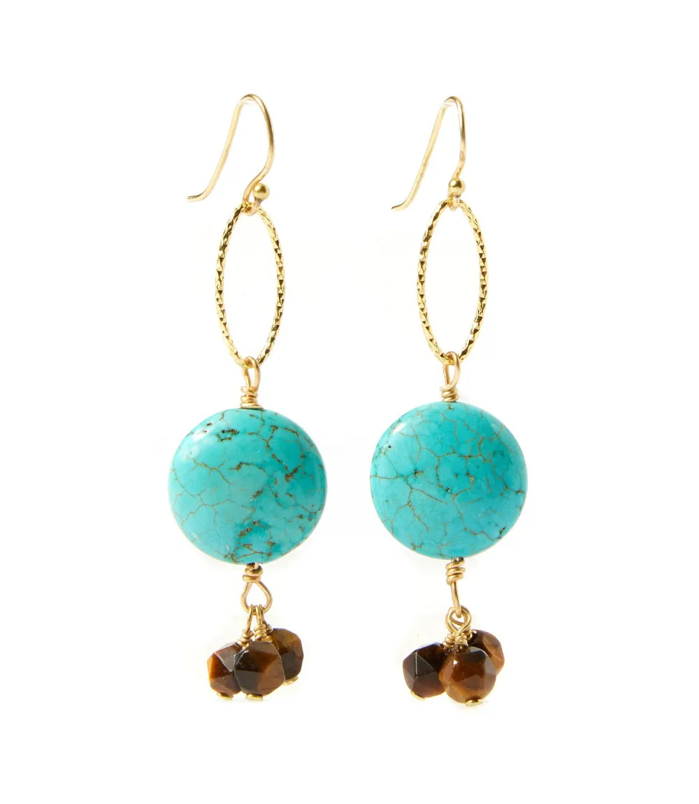 Tiger's Eye And Blue Magnesite Earrings sold by Karen Kane product image thumbnail 4