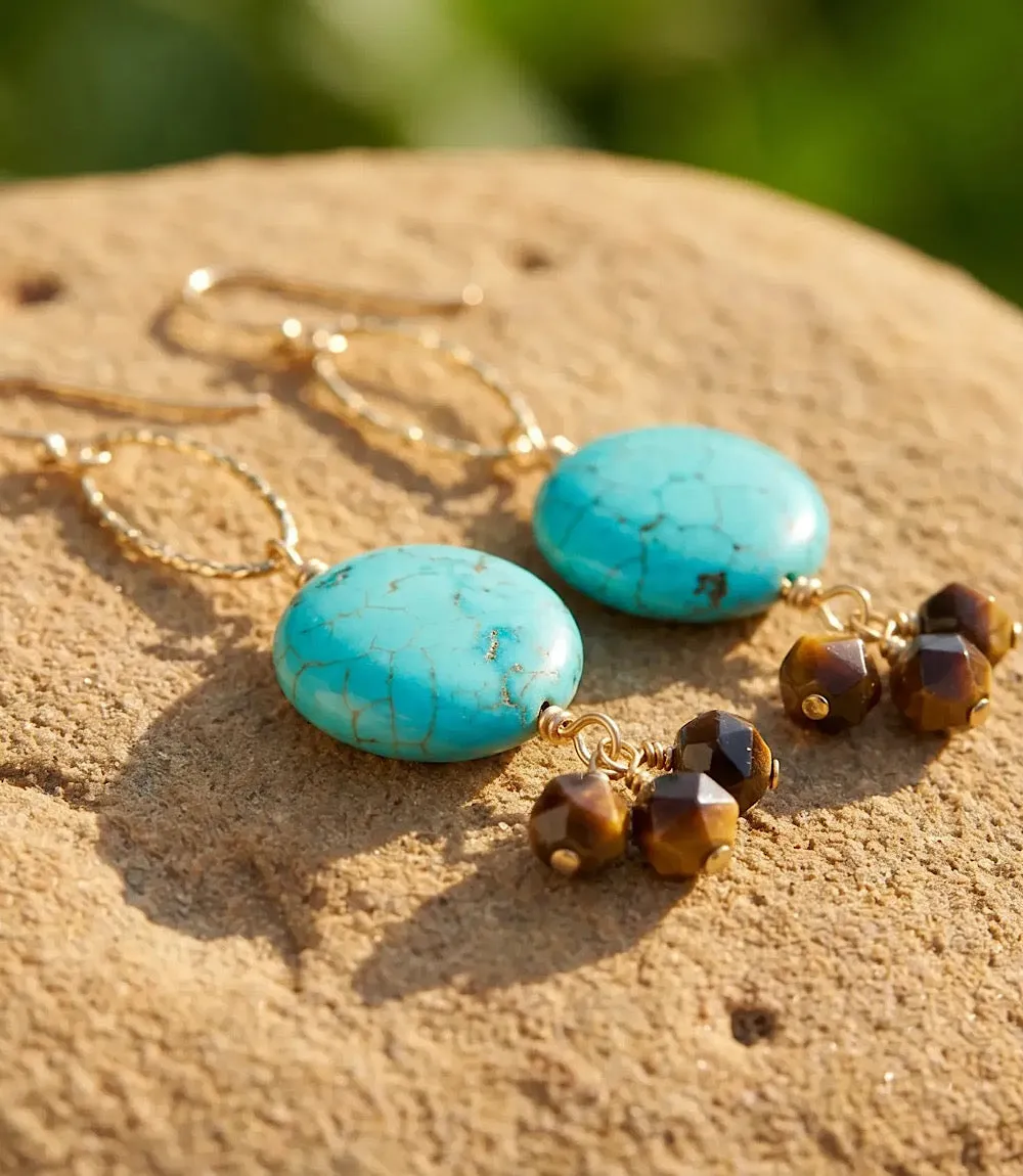Tiger's Eye And Blue Magnesite Earrings sold by Karen Kane product image thumbnail 3
