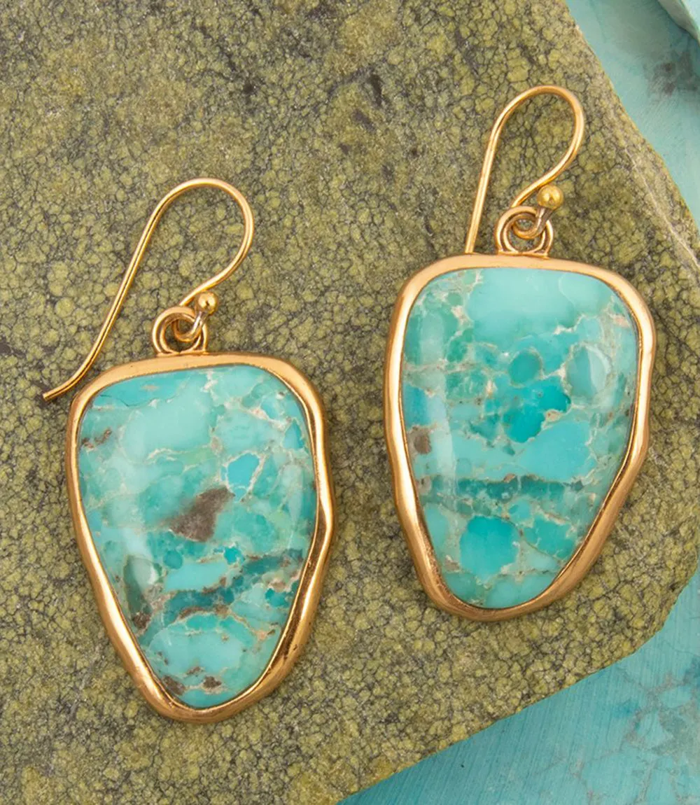 Turquoise Golden Drop Earrings sold by Karen Kane product image thumbnail 4
