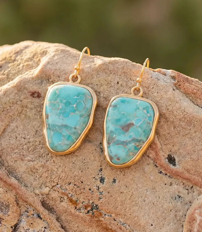 Turquoise Golden Drop Earrings made by Karen Kane