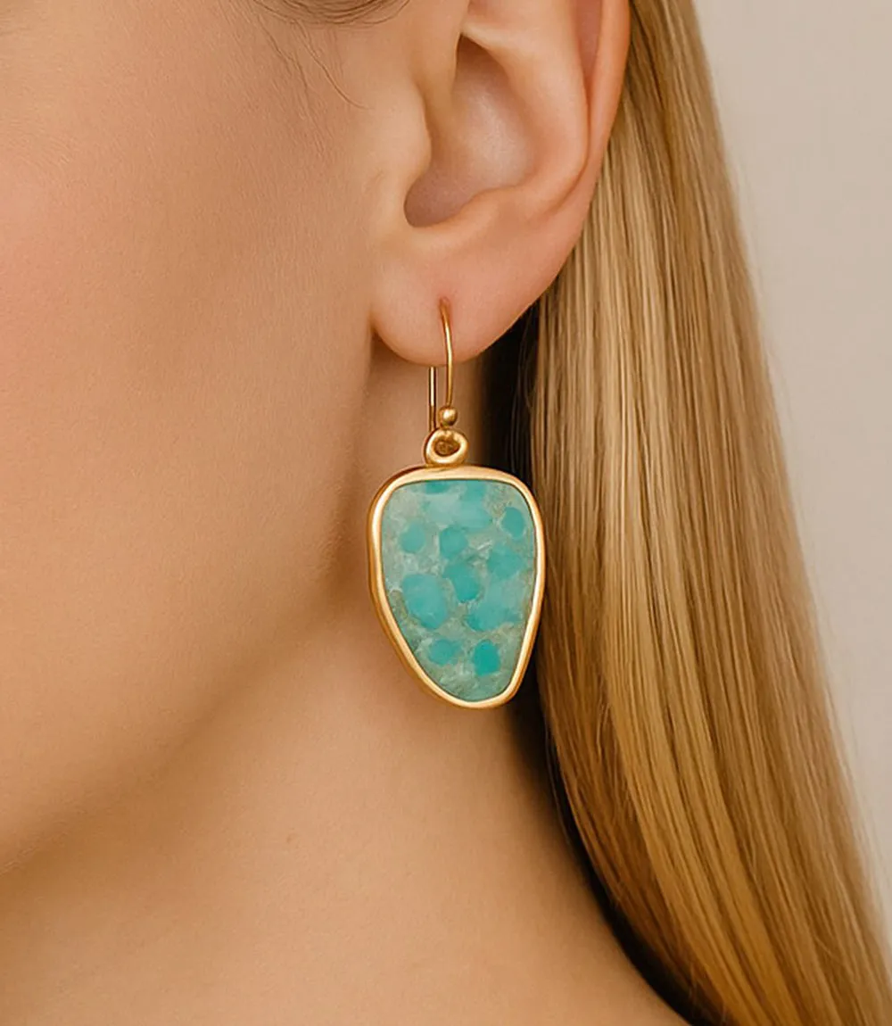 Turquoise Golden Drop Earrings sold by Karen Kane product image thumbnail 3