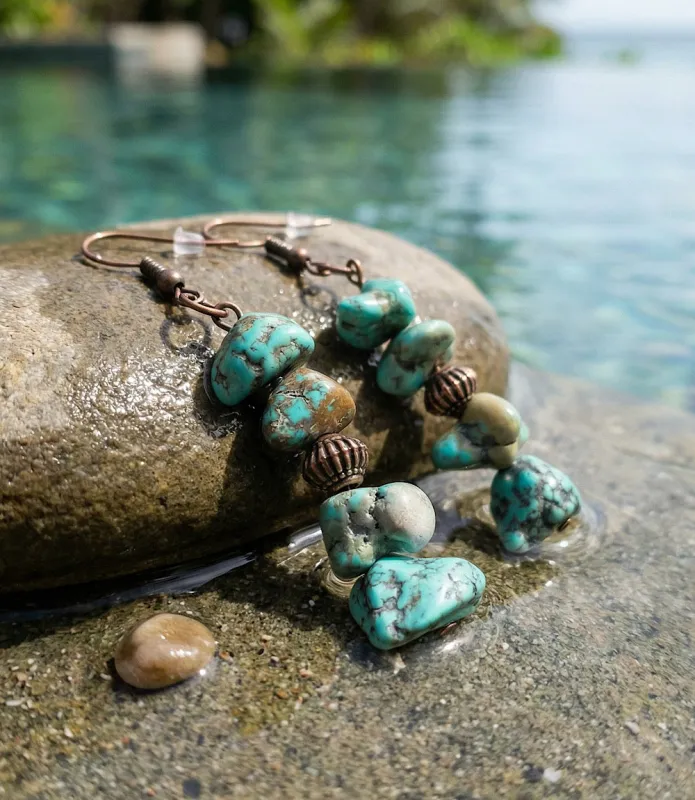 Stacked Turquoise Earrings made by Karen Kane