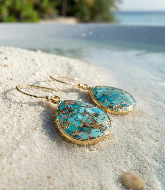 Turquoise Teardrop Earrings made by Karen Kane