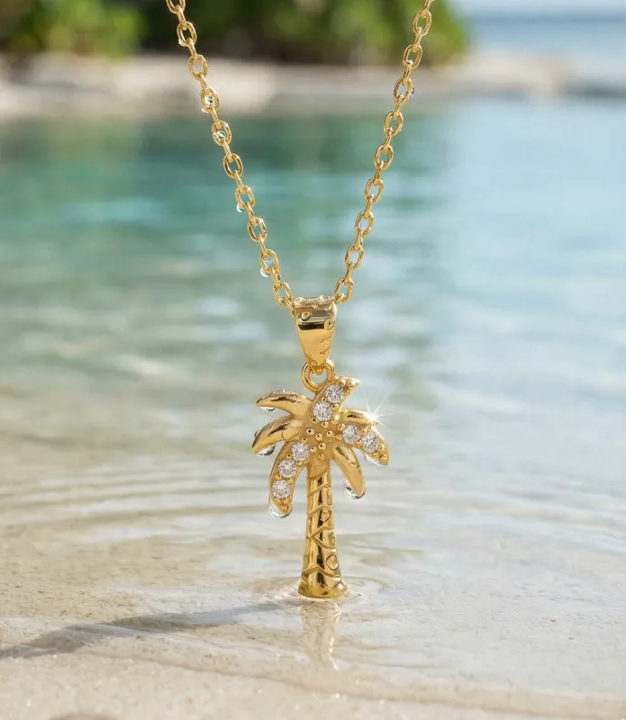 Pavé Palm Charm Necklace made by Karen Kane