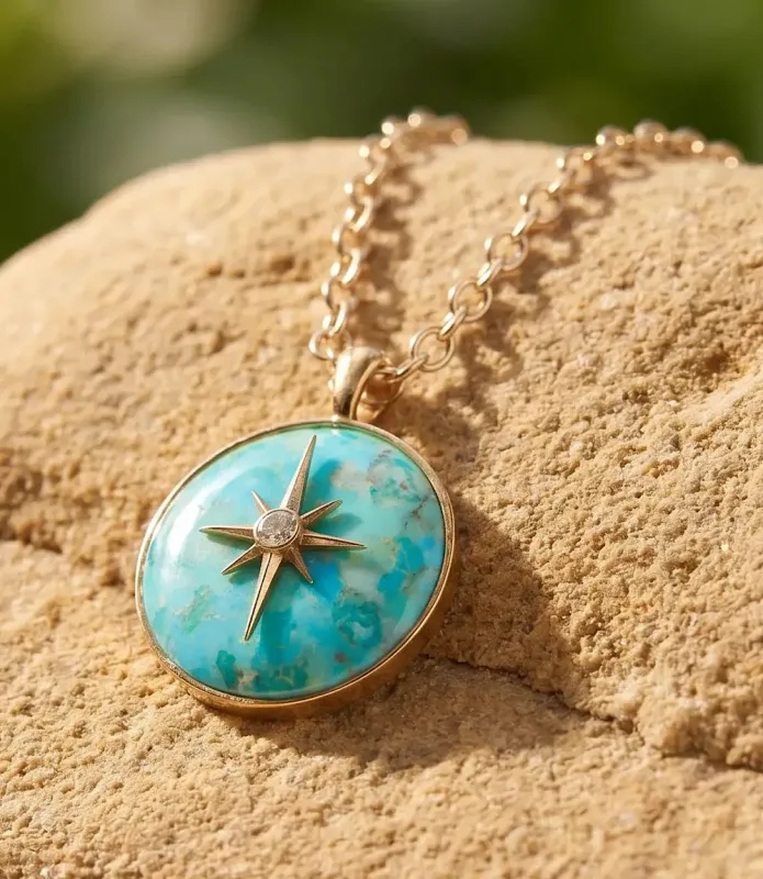 Celestial Turquoise Pendant Necklace made by Karen Kane