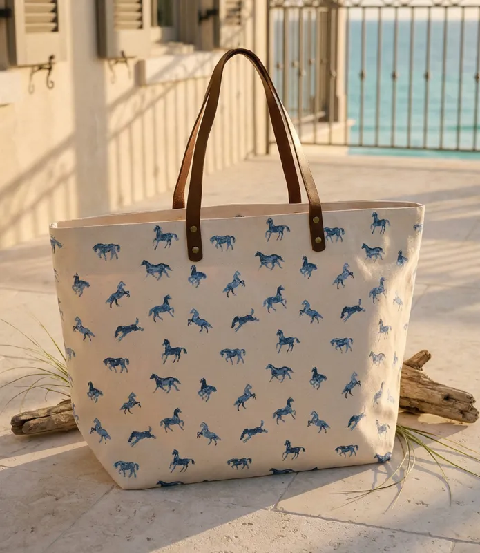 Mini Horse Print Tote Bag made by Two's Company