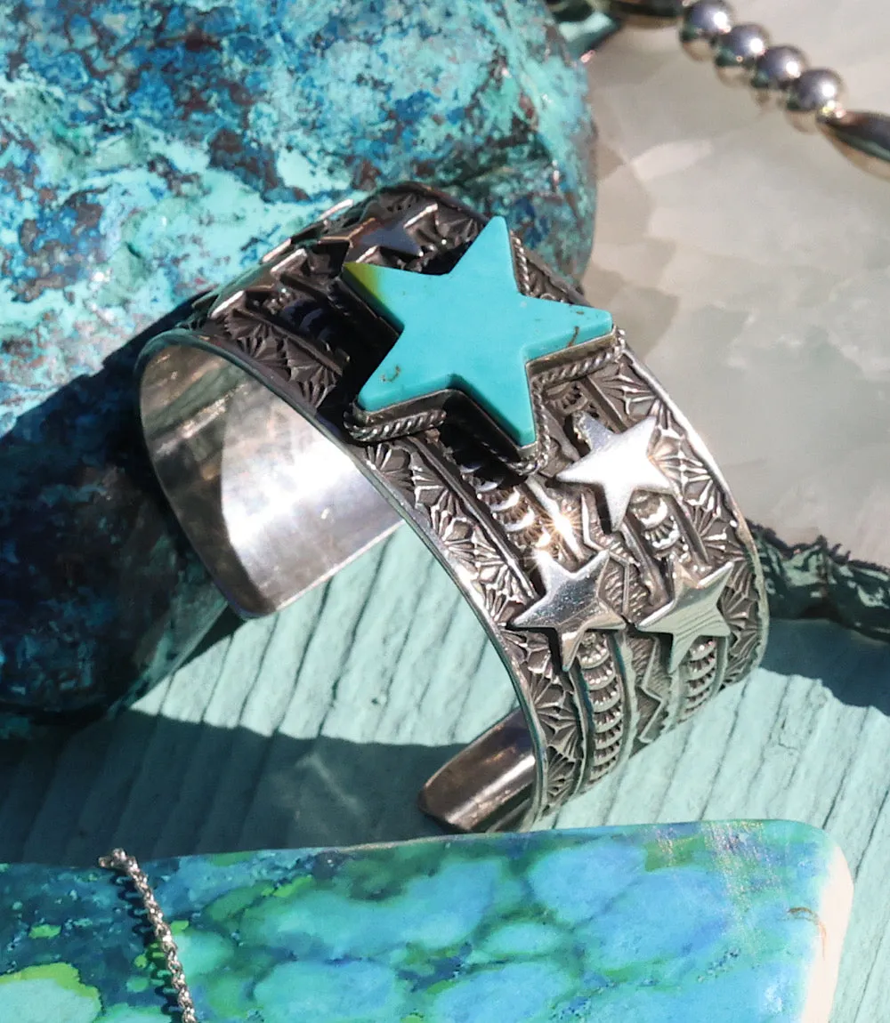 Sterling Silver Turquoise Star Cuff Bracelet sold by Karen Kane product image thumbnail 2