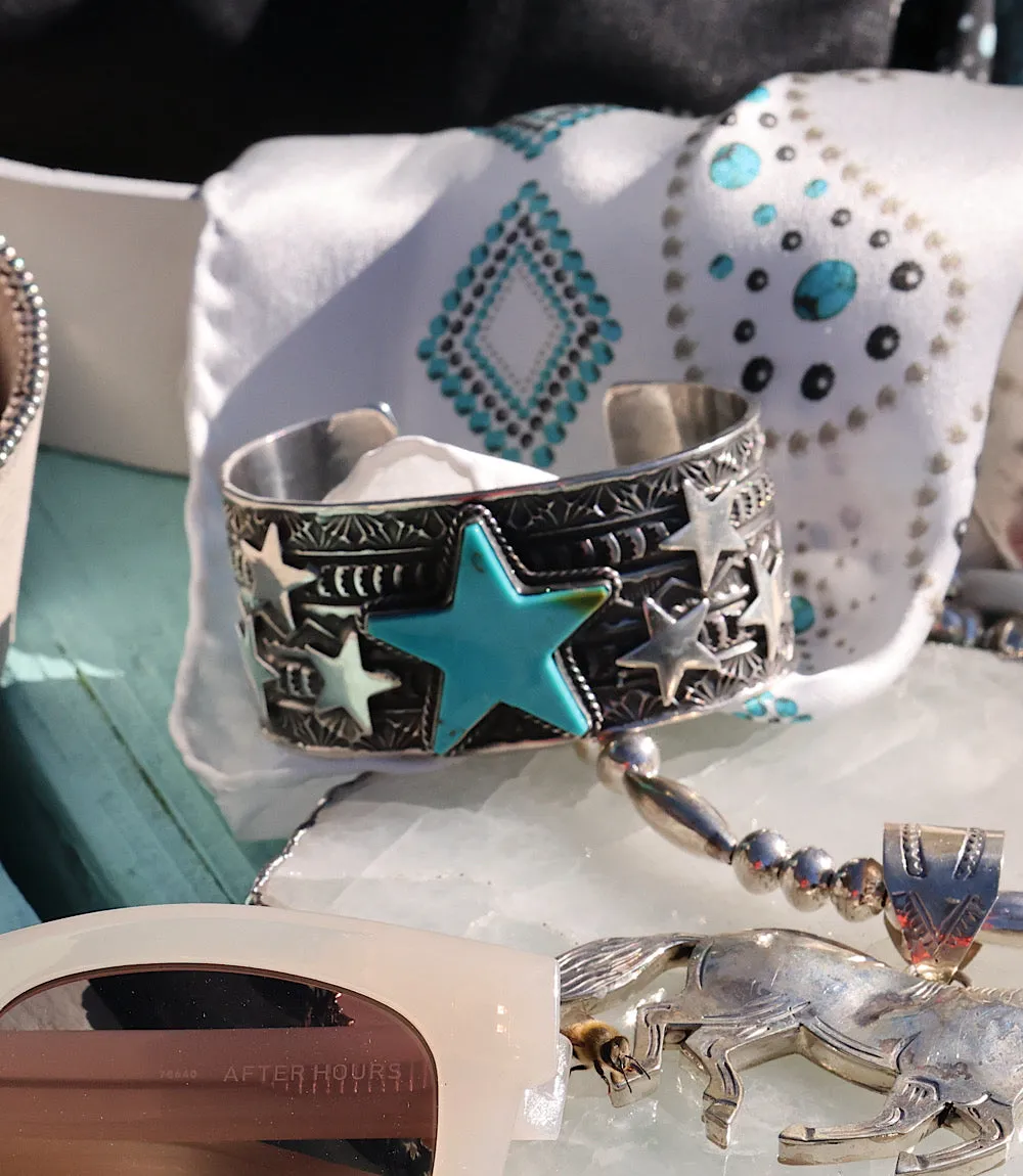 Sterling Silver Turquoise Star Cuff Bracelet sold by Karen Kane product image thumbnail 4
