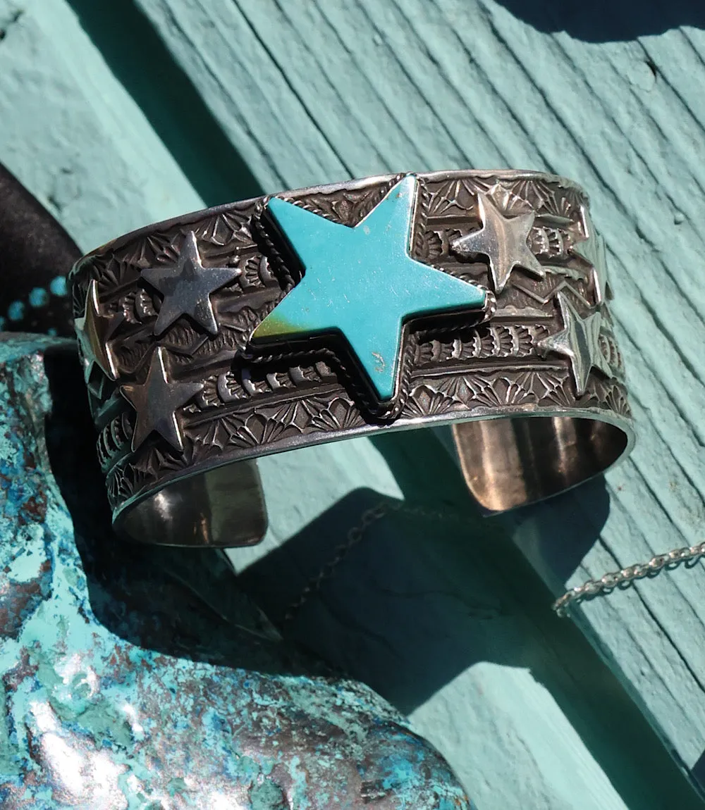 Sterling Silver Turquoise Star Cuff Bracelet sold by Karen Kane