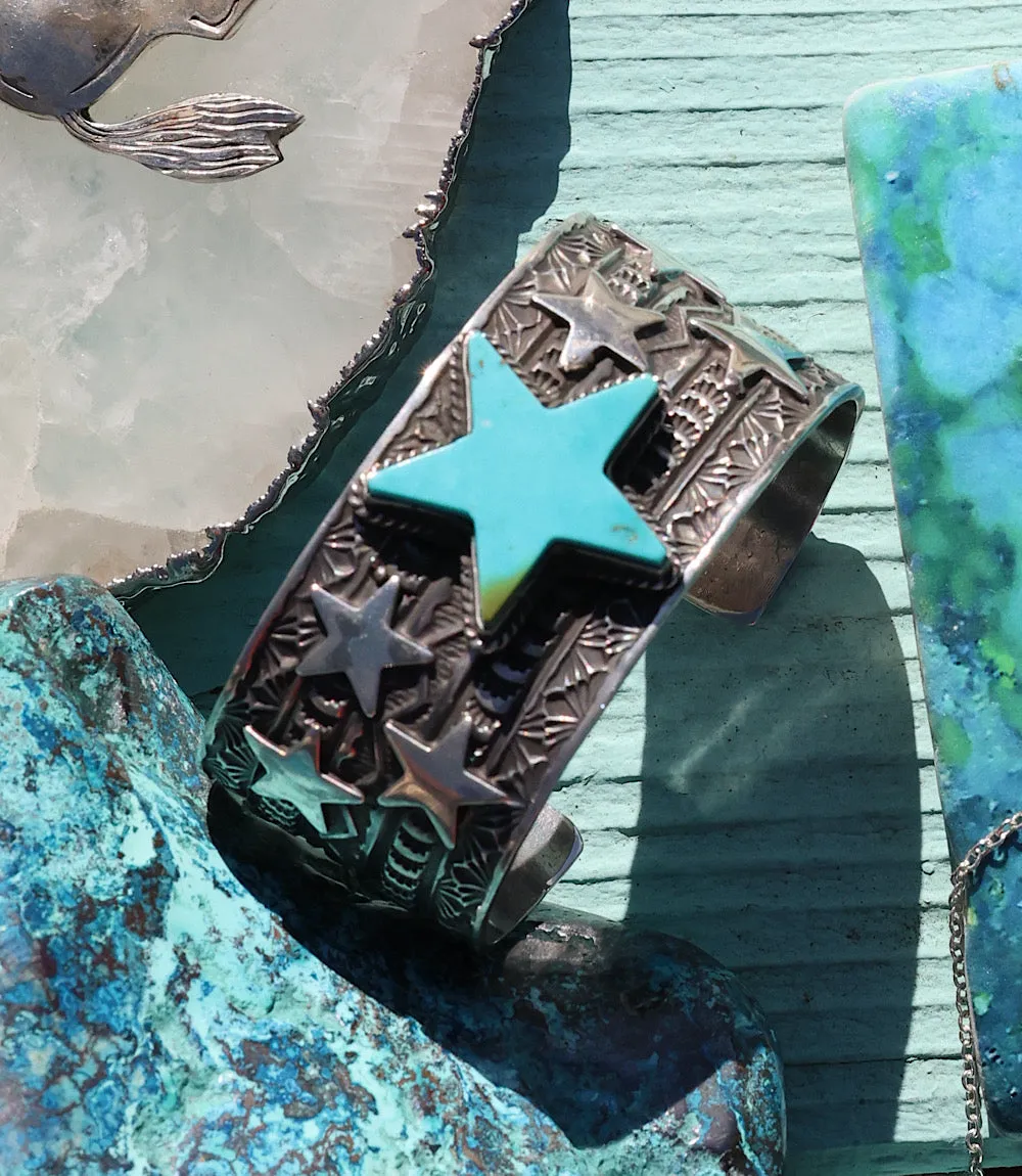 Sterling Silver Turquoise Star Cuff Bracelet sold by Karen Kane product image thumbnail 3