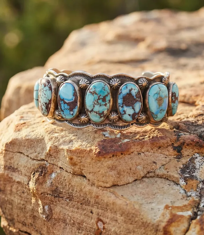 Golden Hill Turquoise Stone Cuff Bracelet made by Karen Kane