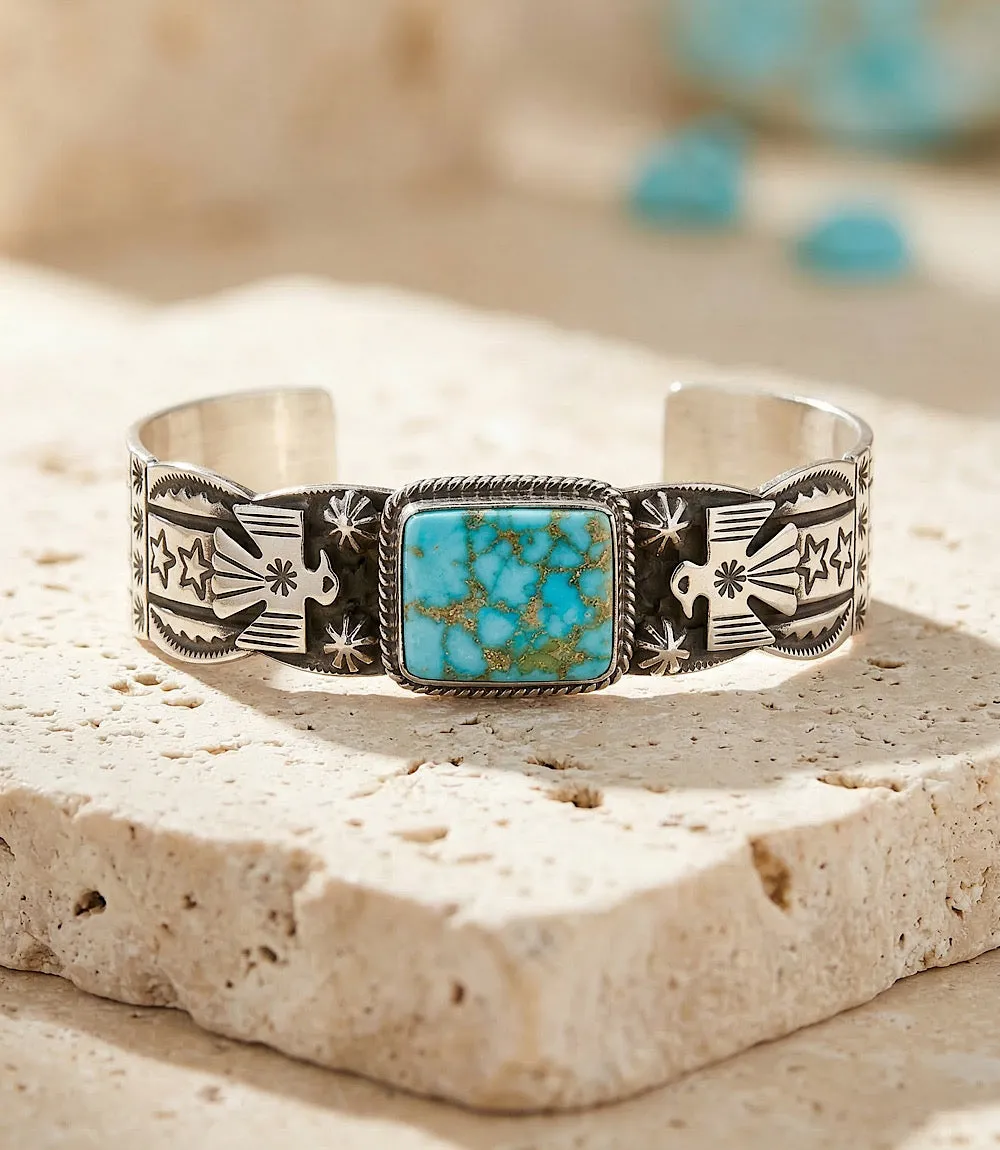 Natural Kingman Turquoise Thunderbird Bracelet sold by Karen Kane product image thumbnail 4
