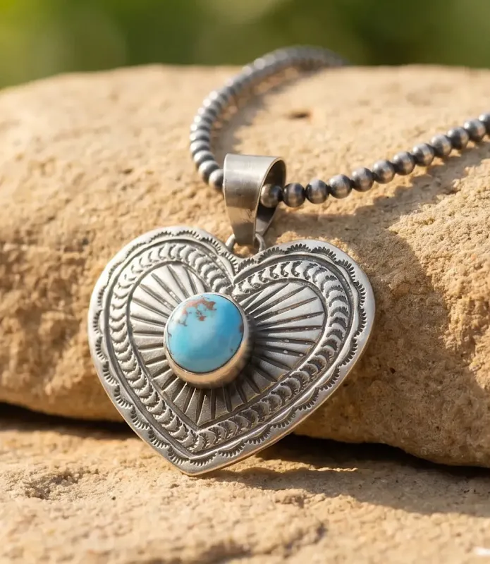 Golden Hill Turquoise Heart Pendant Necklace made by Karen Kane