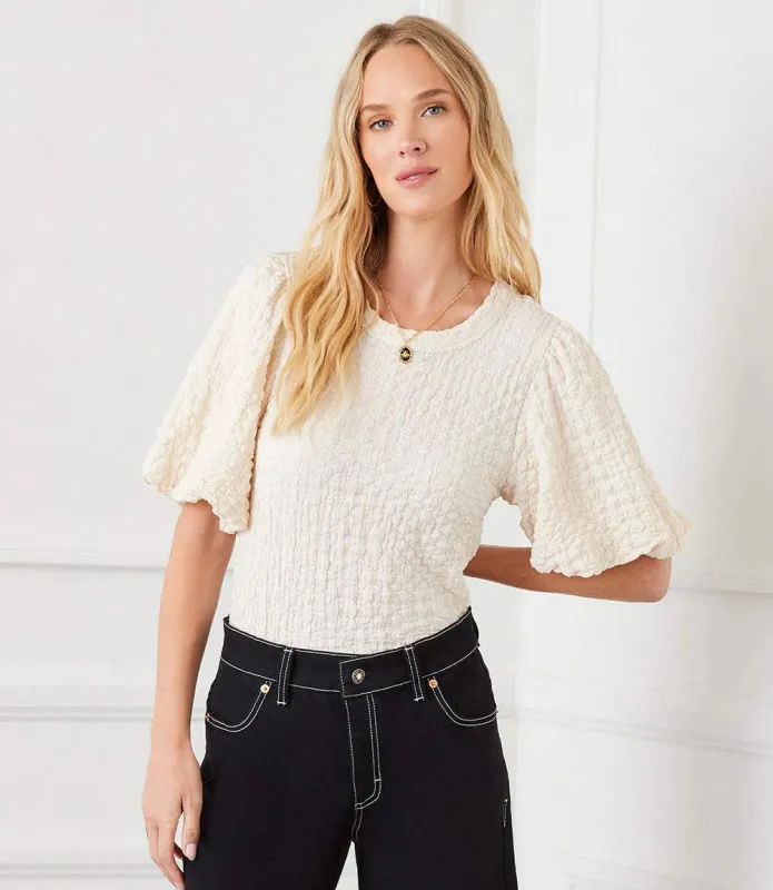 Petite Size Puff Sleeve Textured Top made by Karen Kane