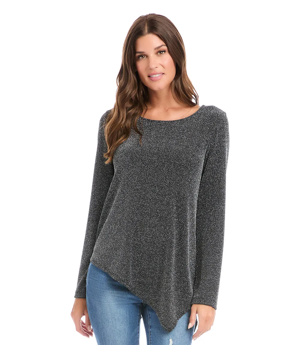 Long Sleeve Asymmetric Hem Top sold by Karen Kane