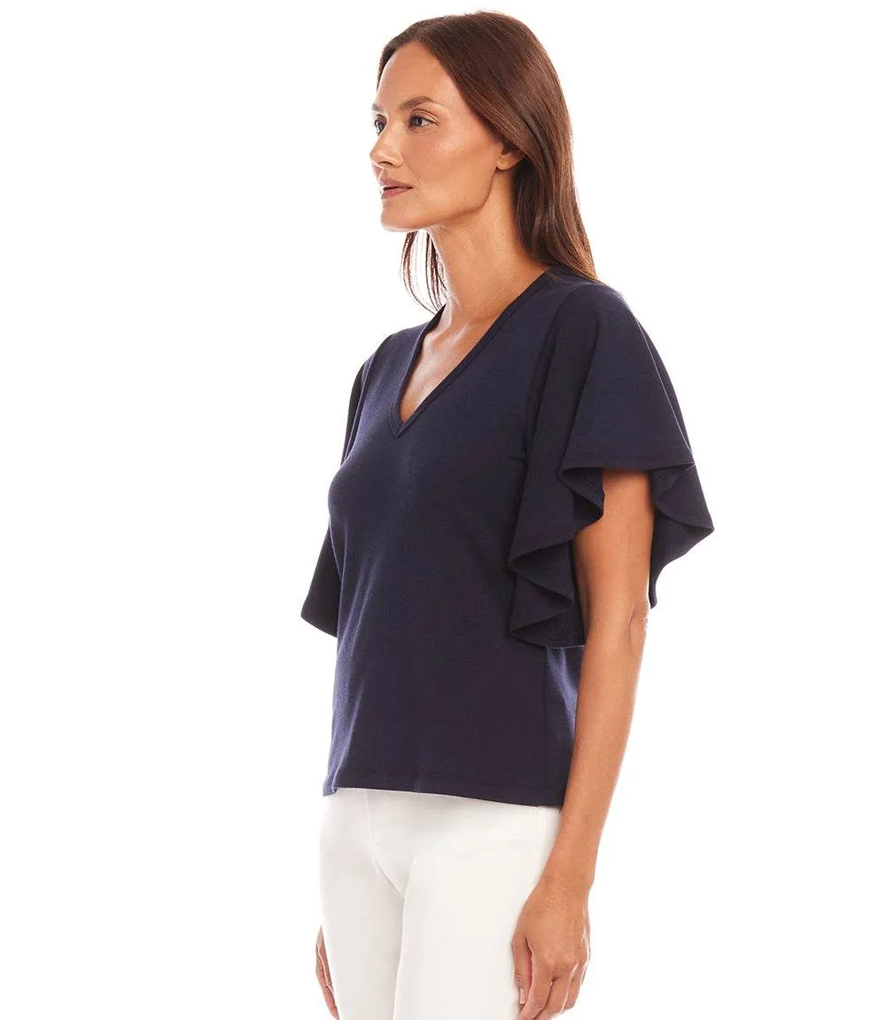 Flutter Sleeve V-Neck Top sold by Karen Kane product image thumbnail 3