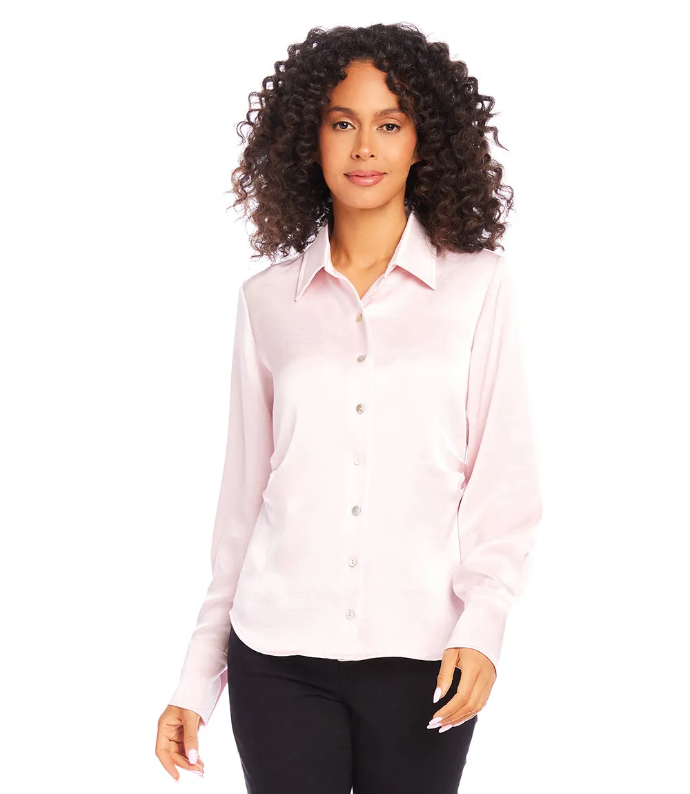 Satin Side Pleat Shirt sold by Karen Kane product image thumbnail 3