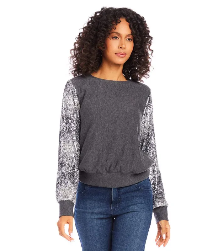 Sequin Sleeve Top made by Karen Kane