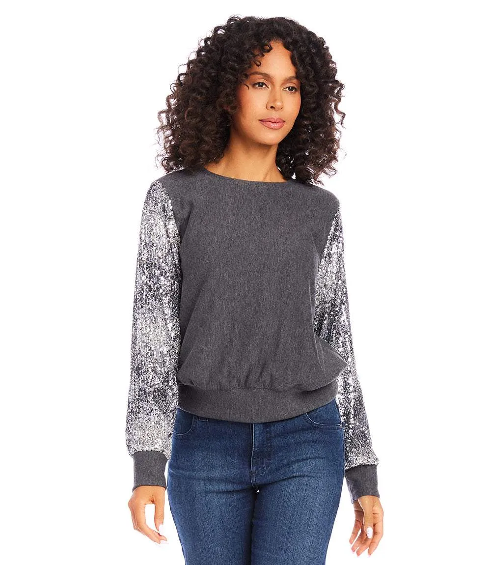 Sequin Sleeve Top sold by Karen Kane