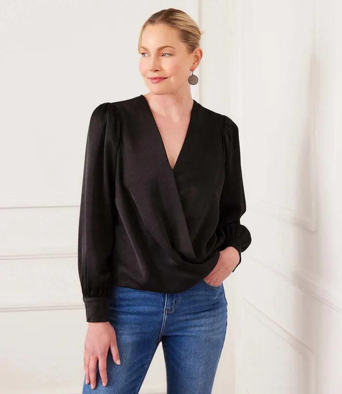 Drape Front Satin Top made by Karen Kane
